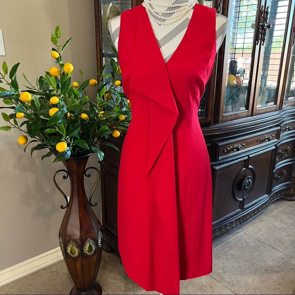 Calvin Klein | red front overlap dress | size 8